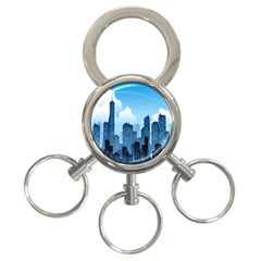 City Building Blue Sky 3-ring Key Chains