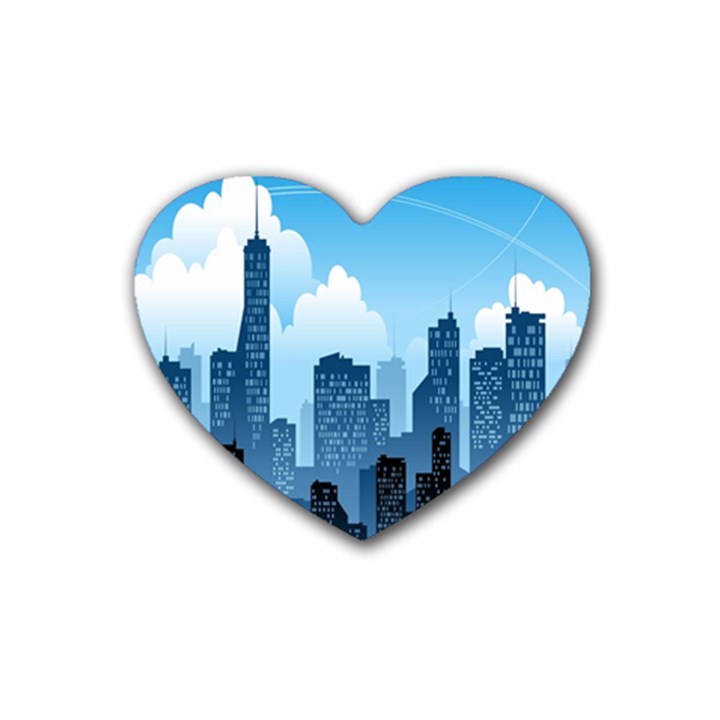 City Building Blue Sky Heart Coaster (4 pack) 