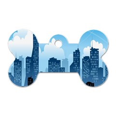 City Building Blue Sky Dog Tag Bone (two Sides)