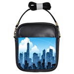 City Building Blue Sky Girls Sling Bags Front