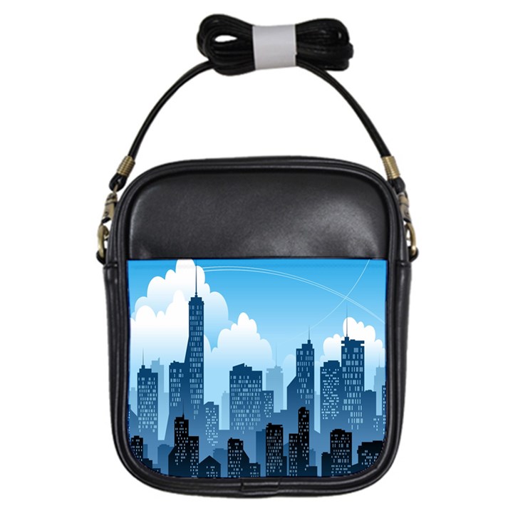 City Building Blue Sky Girls Sling Bags