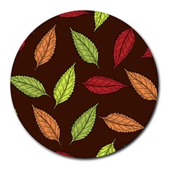 Autumn Leaves Pattern Round Mousepads