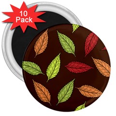 Autumn Leaves Pattern 3  Magnets (10 pack) 