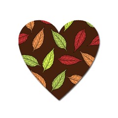 Autumn Leaves Pattern Heart Magnet by Mariart
