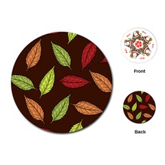 Autumn Leaves Pattern Playing Cards (round) 