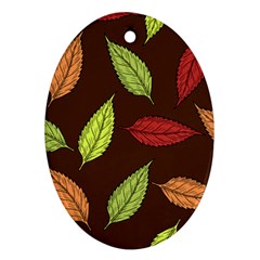 Autumn Leaves Pattern Oval Ornament (Two Sides)