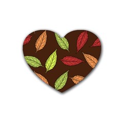 Autumn Leaves Pattern Heart Coaster (4 pack) 