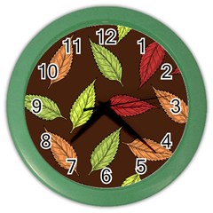 Autumn Leaves Pattern Color Wall Clocks