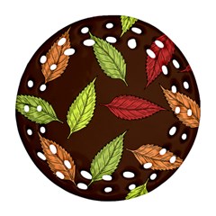 Autumn Leaves Pattern Ornament (round Filigree) by Mariart