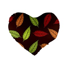 Autumn Leaves Pattern Standard 16  Premium Heart Shape Cushions