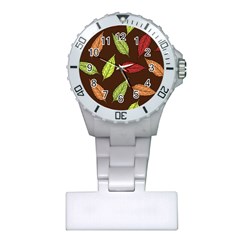 Autumn Leaves Pattern Plastic Nurses Watch