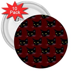 Face Cat Animals Red 3  Buttons (10 Pack) 