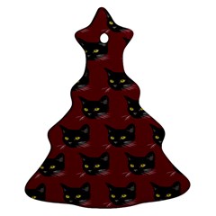 Face Cat Animals Red Christmas Tree Ornament (two Sides)