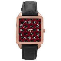 Face Cat Animals Red Rose Gold Leather Watch  by Mariart