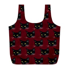 Face Cat Animals Red Full Print Recycle Bags (l) 