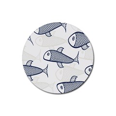 Fish Graphic Flooring Blue Seaworld Swim Water Rubber Round Coaster (4 pack) 