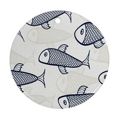 Fish Graphic Flooring Blue Seaworld Swim Water Round Ornament (Two Sides)