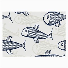 Fish Graphic Flooring Blue Seaworld Swim Water Large Glasses Cloth