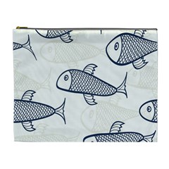 Fish Graphic Flooring Blue Seaworld Swim Water Cosmetic Bag (XL)