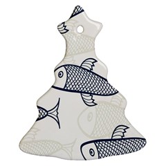 Fish Graphic Flooring Blue Seaworld Swim Water Christmas Tree Ornament (Two Sides)