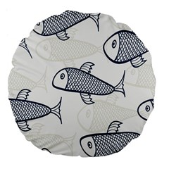 Fish Graphic Flooring Blue Seaworld Swim Water Large 18  Premium Flano Round Cushions