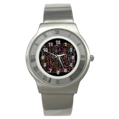 Features Illustration Stainless Steel Watch