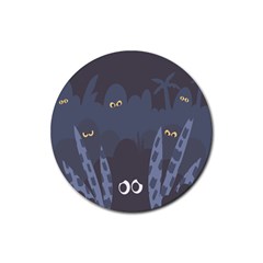 Ghost Halloween Eye Night Sinister Rubber Coaster (round) 