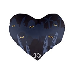 Ghost Halloween Eye Night Sinister Standard 16  Premium Flano Heart Shape Cushions by Mariart