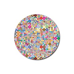 Circle Rainbow Polka Dots Rubber Round Coaster (4 Pack) 