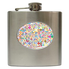 Circle Rainbow Polka Dots Hip Flask (6 Oz)