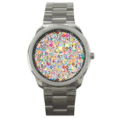 Circle Rainbow Polka Dots Sport Metal Watch
