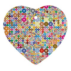 Circle Rainbow Polka Dots Heart Ornament (two Sides)