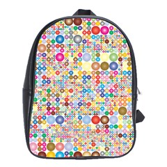 Circle Rainbow Polka Dots School Bag (large) by Mariart