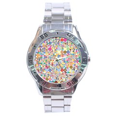 Circle Rainbow Polka Dots Stainless Steel Analogue Watch by Mariart