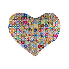 Circle Rainbow Polka Dots Standard 16  Premium Heart Shape Cushions