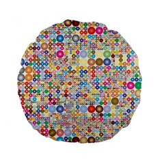 Circle Rainbow Polka Dots Standard 15  Premium Flano Round Cushions