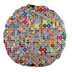Circle Rainbow Polka Dots Large 18  Premium Flano Round Cushions