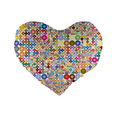Circle Rainbow Polka Dots Standard 16  Premium Flano Heart Shape Cushions