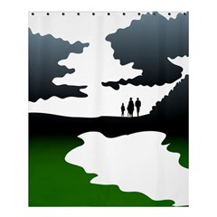 Landscape Silhouette Clipart Kid Abstract Family Natural Green White Shower Curtain 60  X 72  (medium)  by Mariart