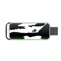 Landscape Silhouette Clipart Kid Abstract Family Natural Green White Portable Usb Flash (two Sides)