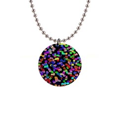 Colorful Paint Strokes On A Black Background                                1  Button Necklace