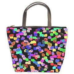Colorful Paint Strokes On A Black Background                           Bucket Bag by LalyLauraFLM