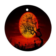 Helloween Midnight Graveyard Silhouette Ornament (round)