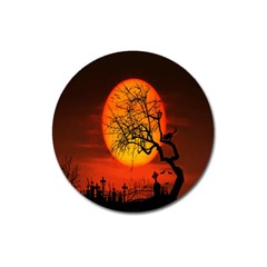 Helloween Midnight Graveyard Silhouette Magnet 3  (round) by Mariart