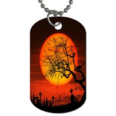 Helloween Midnight Graveyard Silhouette Dog Tag (two Sides) by Mariart