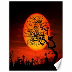 Helloween Midnight Graveyard Silhouette Canvas 18  X 24   by Mariart