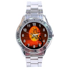 Helloween Midnight Graveyard Silhouette Stainless Steel Analogue Watch by Mariart