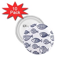 Love Fish Seaworld Swim Blue Sea Water Cartoons 1 75  Buttons (10 Pack) by Mariart