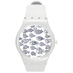 Love Fish Seaworld Swim Blue Sea Water Cartoons Round Plastic Sport Watch (m)