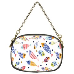 Love Fish Seaworld Swim Blue White Sea Water Cartoons Rainbow Chain Purses (one Side) 